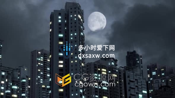 视频素材-现代公寓大楼夜景停电能源危机经济衰退概念素材动画