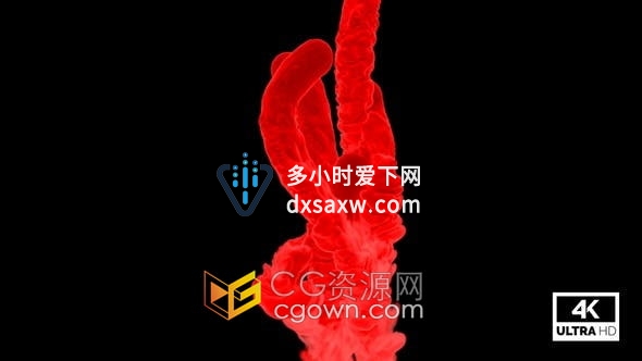 视频素材-4K带阿尔法通道红色烟雾向上轨迹运动视觉特效元素