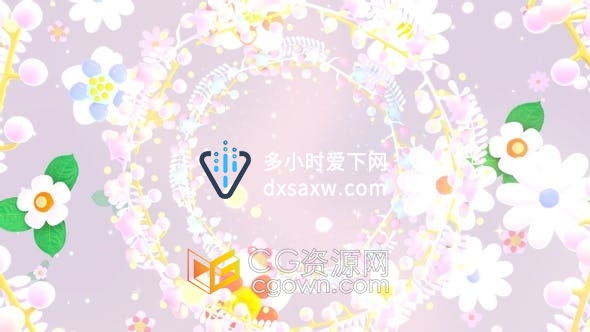 视频素材-循环穿过美丽的花环动画音乐会舞台LED墙婚礼母亲节视频背景