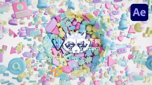 社交媒体3D图标动画制作LOGO宣传视频片头AE模板