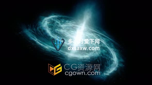 视频素材-银河系正面图3D渲染模型蓝色抽象星系背景