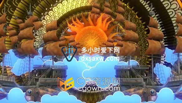 VJ素材-嘉年华颁奖背景飞行木船LED大屏幕视频素材