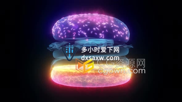 超炫酷的汉堡Hud全息图3d动画视频素材