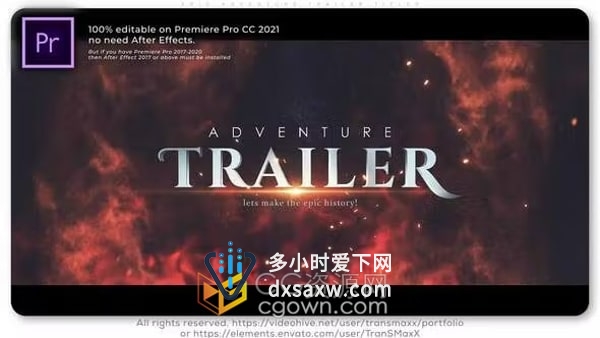 AE与PR模板-史诗冒险预告片标题Epic Adventure Trailer Titles