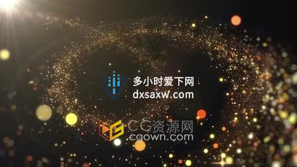 闪闪发光金色魔法粒子流动环背景视频素材下载