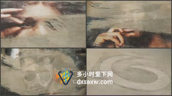 AE模板-史诗复古笔刷风格LOGO片头素描手绘历史纪录片开场