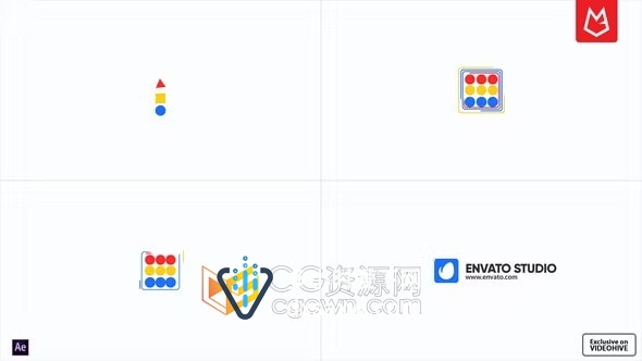 AE模板-干净几何图形演绎简单标志LOGO动画