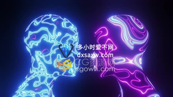 VJ素材-信息与通信工程科技AI大脑霓虹灯动画背景视频素材