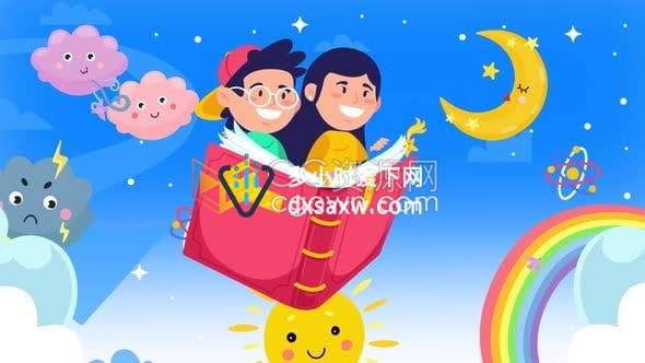 卡通动画插图儿童教育培训机构教学课程促销宣传背景视频素材