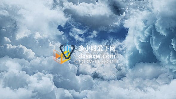 视频素材-天空中蓝云云层中穿越动画效果动态背景视频素材