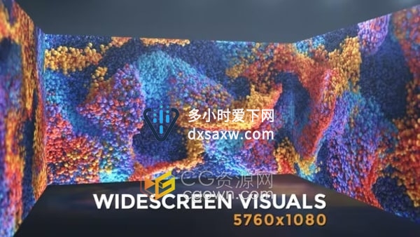七彩色波浪粒子动画超宽屏LED屏幕墙投影舞台VJ视频素材