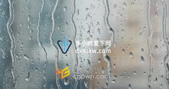 实拍素材-4K超高清窗户上的雨滴水珠沿玻璃窗滑落视频素材