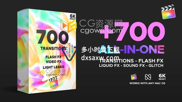 700+ Transitions专业无缝过渡视频转场预设包音效素材FCPX插件下载