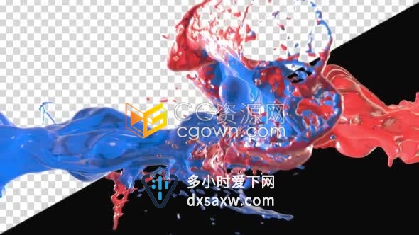 两种光泽感液体碰撞飞溅混合流动用于酒水果汁饮料类视频素材