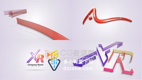 3D Logo三维图形生长标志动画视频片头制作AE模板