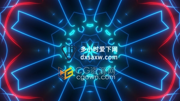 4K抽象霓虹灯万花筒舞台背景VJ循环视频素材