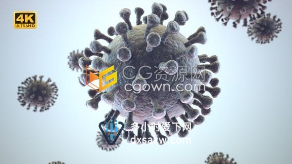 4K分辨率COVID-19新型冠状病毒肺炎微生物图形动画视频素材下载