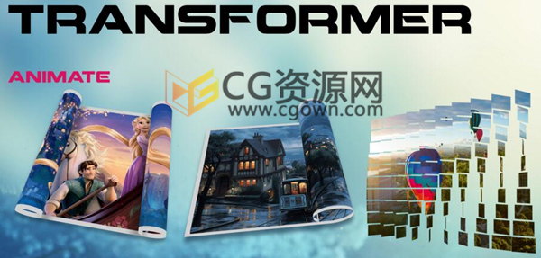 Transformer v2.06 AE脚本制作3D透视扭曲变形卷轴照片视频墙