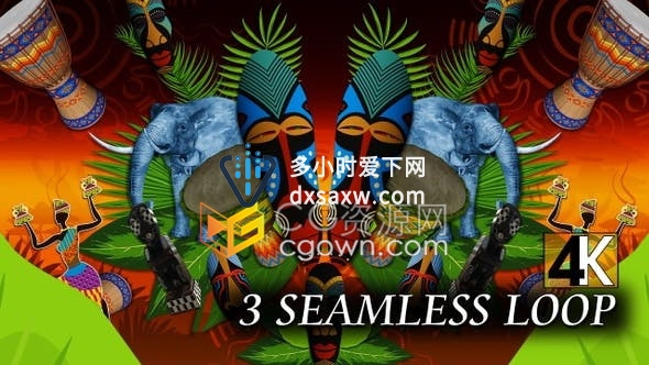 4K视频素材-非洲风格传统民族音乐元素舞蹈表演LED屏幕背景VJ素材