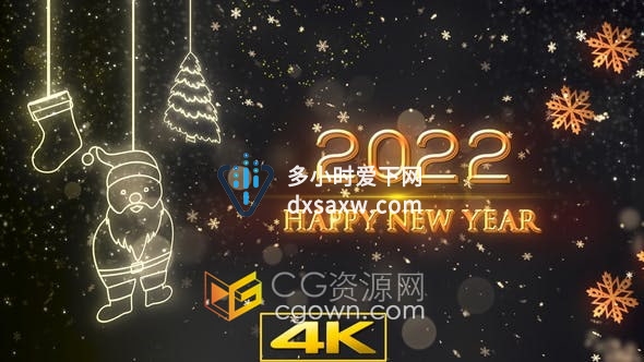 视频素材-2022新年快乐主题背景适用于新年贺卡俱乐部酒吧除夕夜倒数开场