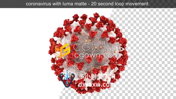 带有Alpha透明通道的新型冠状病毒微生物细胞细菌动画视频素材下载
