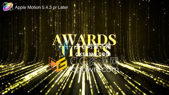 金色粒子光线闪耀颁奖典礼晚会开场宣传片视频效果制作-FCPX插件