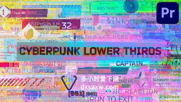 PR模板-87个高科技HUD元素赛博朋克风全息标题Cyberpunk Lower Thirds