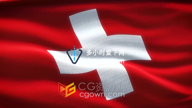 视频素材-瑞士国旗Switzerland国家国旗4K分辨率背景素材