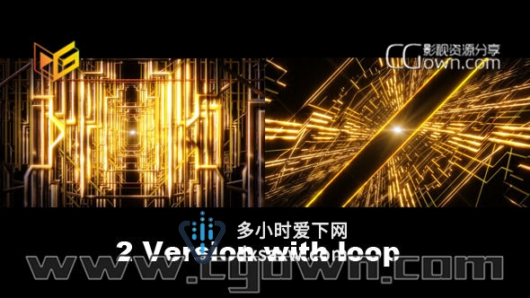 VJ视频素材 辉煌耀斑黄金光线空间循环穿梭LED大屏幕 闪闪发光波光粼粼