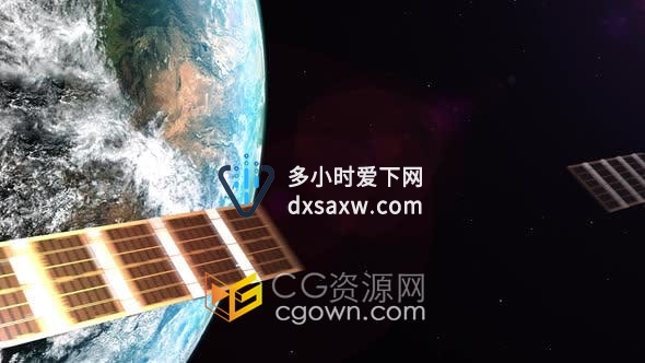 视频素材-大量卫星高速绕地球飞行全球通信技术互联网气象学军事概念