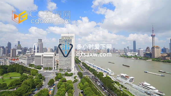 早晨晴朗阳光下充满活力的上海城市实拍视频
