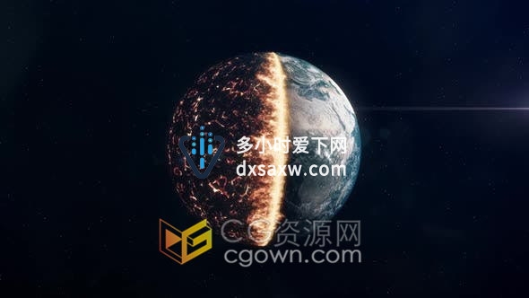 燃烧着火地球世界末日大气层破坏动画背景素材-视频素材