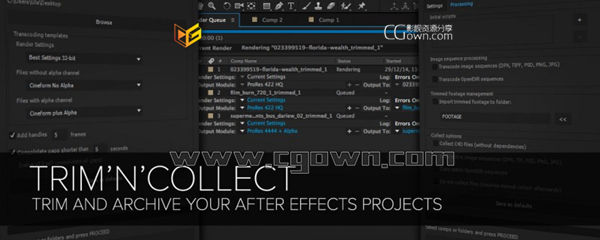 AE脚本 项目整理打包输出 Aescripts Trim N Collect 带使用教程