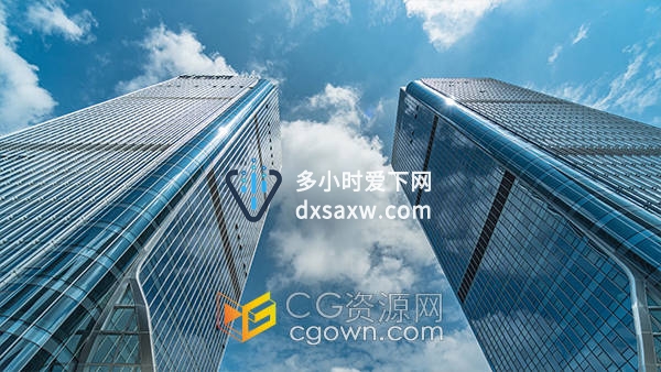 城市建筑置地写字商务金融大楼蓝天白云延时视频素材