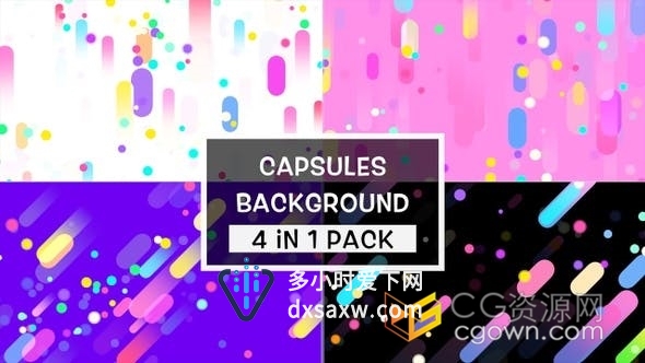 4组彩色胶囊圆点图案背景图形动画广告产品演示美妆时装秀活动背景视频素材下载
