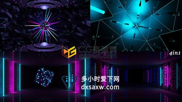 VJ素材背景下载俱乐部舞蹈DJ夜总会霓虹灯派对LED屏幕视觉效果视频