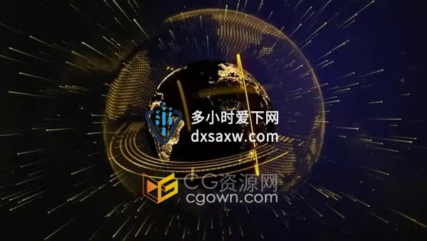 晚间新闻循环背景金色粒子地球动态图形视频素材