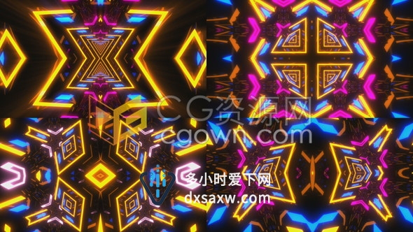 8组全高清VJ霓虹灯视频素材用于活动音乐会音乐艺术演出派对LED背景素材下载