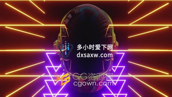 赛博朋克头盔发光线无缝循环动画-VJ视频素材