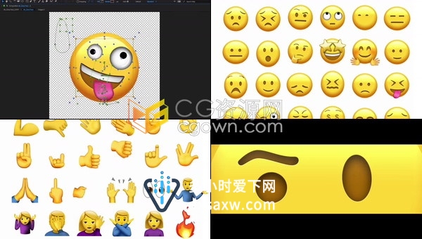 132个可爱有趣的动画表情符号社交媒体动画表情包含Alpha透明通道带AE工程-更新