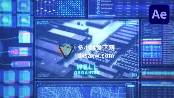 HUD Technology AE模板高科技互联网科学技术宣传视频动画