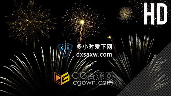 视频素材-10组逼真的动画烟花礼炮礼花高密度粒子火花元素