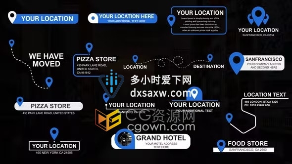 Location Titles 2.0 AE模板位置定位旅行路径文字标题动画15种