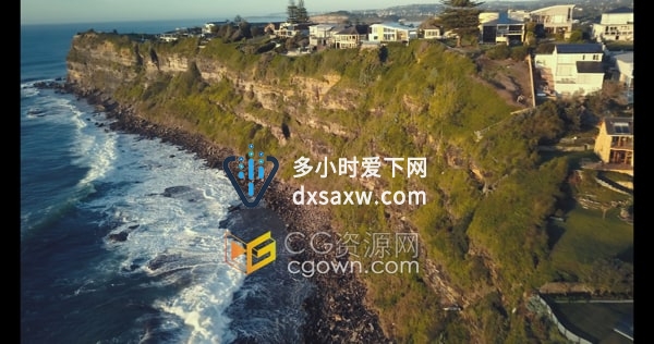 澳大利亚悉尼悬崖上房屋巨浪鸟瞰图航拍摄影视频素材4K