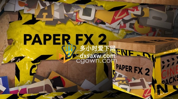 视频素材-胶带纸皮警示带元素26种转场29个音效7组遮罩动画Paper FX 2