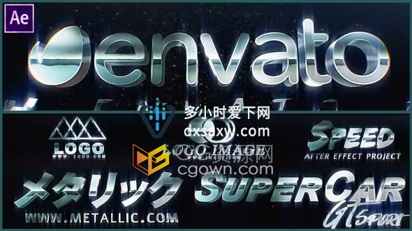 4K分辨率视频片头AE模板金属铬LOGO标题动画效果