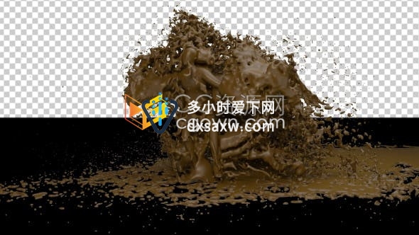 巧克力果酱粘性流动水动画舞蹈带动飞溅模拟特效视频素材下载
