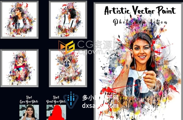 照片制作艺术矢量绘画PS动作Photoshop ATN