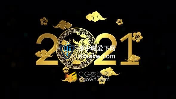 农历新年十二生肖牛年2021创意4K视频BG素材带Alpha通道