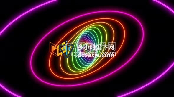 4K椭圆螺旋形彩色霓虹灯隧道视频素材用于音乐视频游戏移动应用背景